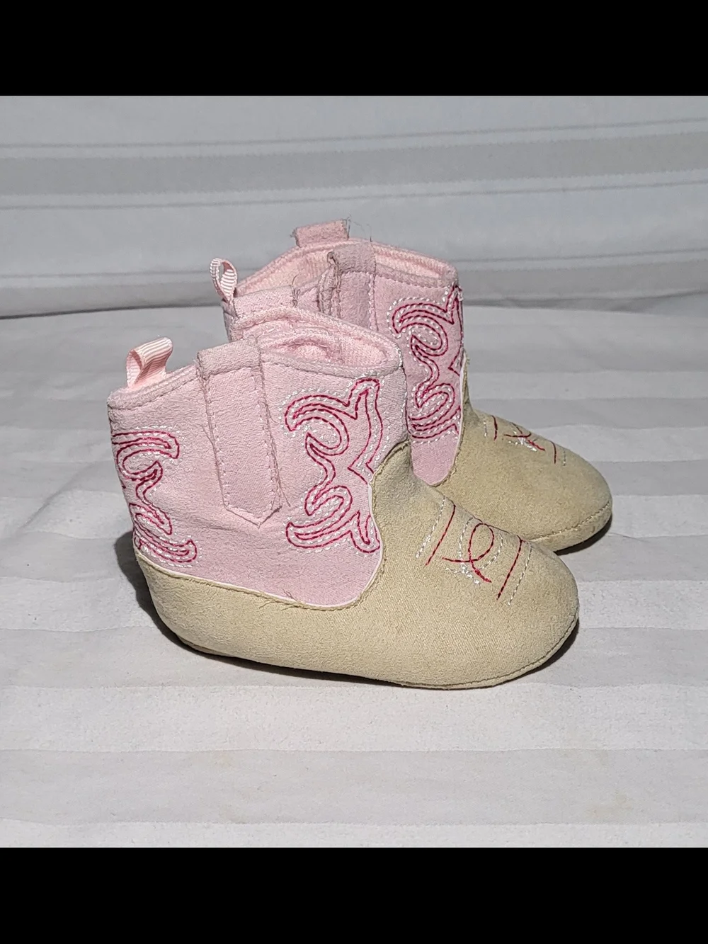 Pink & Tan Baby Western Booties - Infant Walker Shoes